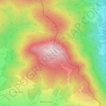Mapa topográfico Kolomansberg, altitude, relevo