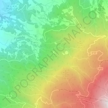 Mapa topográfico Case Marchi, altitude, relevo