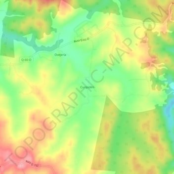 Mapa topográfico Curipidén, altitude, relevo