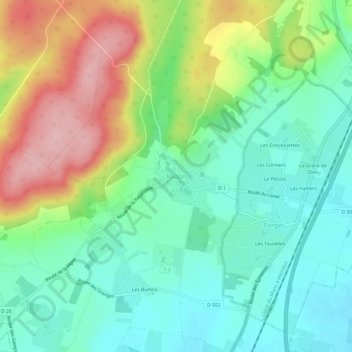 Mapa topográfico Radon, altitude, relevo