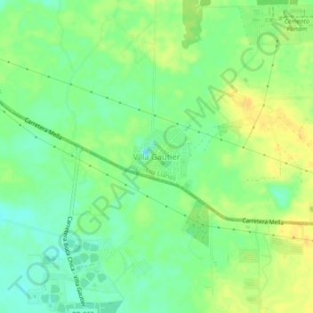 Mapa topográfico Villa Gautier, altitude, relevo