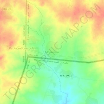 Mapa topográfico Mboursou, altitude, relevo