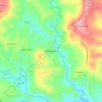 Mapa topográfico Cabagtukan, altitude, relevo