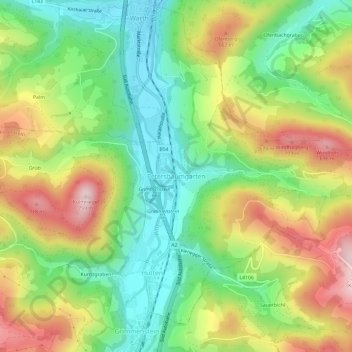 Mapa topográfico Petersbaumgarten, altitude, relevo