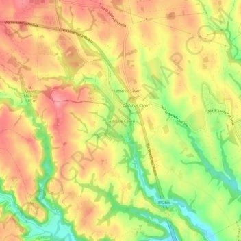 Mapa topográfico Castel de Ceveri, altitude, relevo