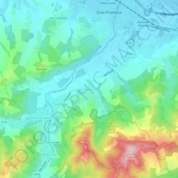 Mapa topográfico Gessi, altitude, relevo
