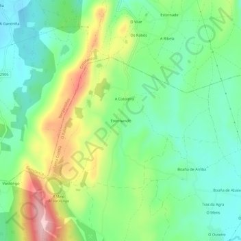 Mapa topográfico Esternande, altitude, relevo