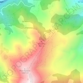 Mapa topográfico Sopena, altitude, relevo