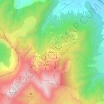 Mapa topográfico Chabanon, altitude, relevo