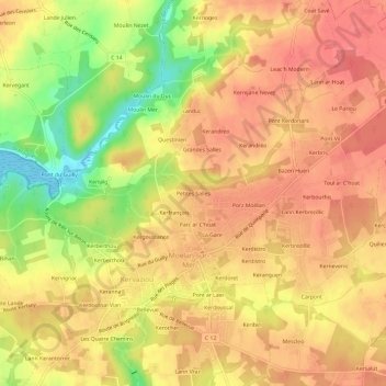 Mapa topográfico Petites Salles, altitude, relevo