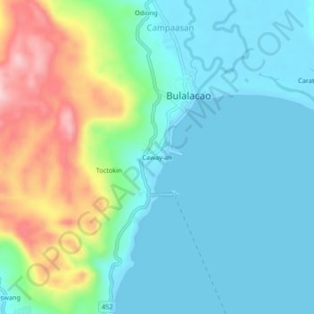 Mapa topográfico Caway-an, altitude, relevo