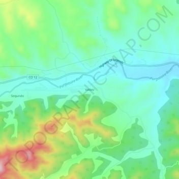 Mapa topográfico Valdez, altitude, relevo