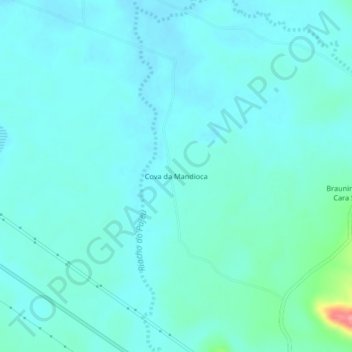 Mapa topográfico Cova da Mandioca, altitude, relevo