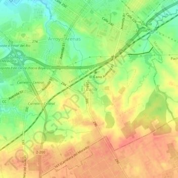 Mapa topográfico El Cano, altitude, relevo
