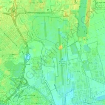 Mapa topográfico Linate, altitude, relevo