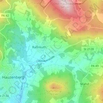 Mapa topográfico Kramersdorf, altitude, relevo