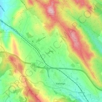 Mapa topográfico Susão, altitude, relevo