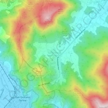 Mapa topográfico Santa Maria del Giudice, altitude, relevo