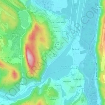 Mapa topográfico Cressin, altitude, relevo
