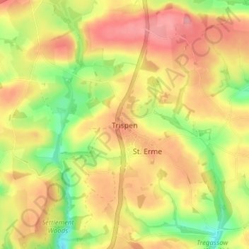 Mapa topográfico Trispen, altitude, relevo