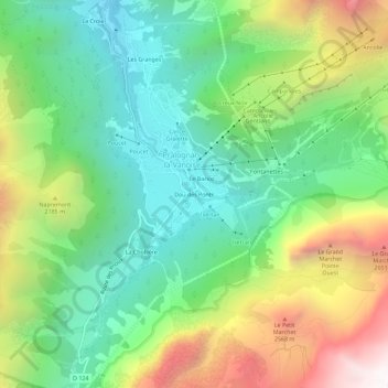 Mapa topográfico Dou des Ponts, altitude, relevo