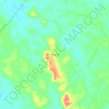 Mapa topográfico Cordoba, altitude, relevo