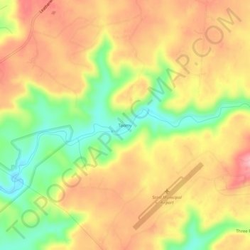 Mapa topográfico Toomy, altitude, relevo