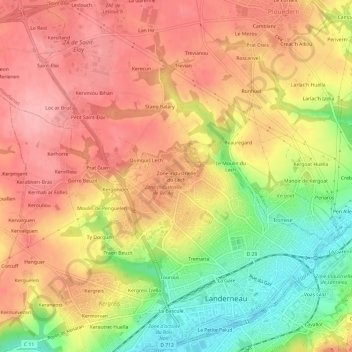 Mapa topográfico Zone industrielle du Lech, altitude, relevo