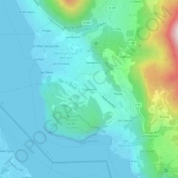 Mapa topográfico Écharvines, altitude, relevo