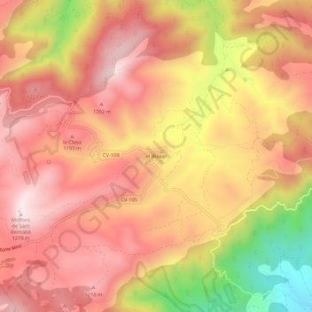 Mapa topográfico El Boixar, altitude, relevo