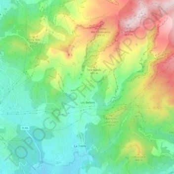 Mapa topográfico Les Bellons, altitude, relevo