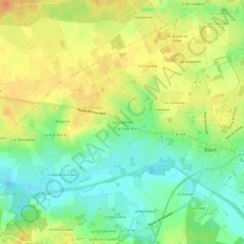 Mapa topográfico Les Colonies, altitude, relevo