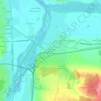 Mapa topográfico Cité du Chemin de Fer, altitude, relevo