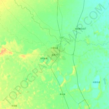 Mapa topográfico 洮南市, altitude, relevo