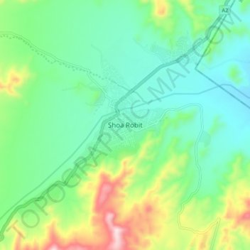 Mapa topográfico Shoa Robit, altitude, relevo