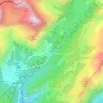 Mapa topográfico Crampiolo, altitude, relevo