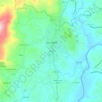 Mapa topográfico Chelo, altitude, relevo