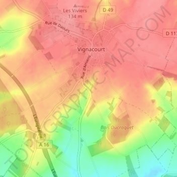 Mapa topográfico Les Huys, altitude, relevo