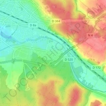 Mapa topográfico Marnaval, altitude, relevo