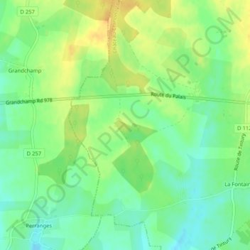 Mapa topográfico Les Marolles, altitude, relevo