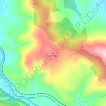 Mapa topográfico La Poza, altitude, relevo