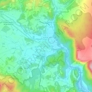 Mapa topográfico Maestu, altitude, relevo