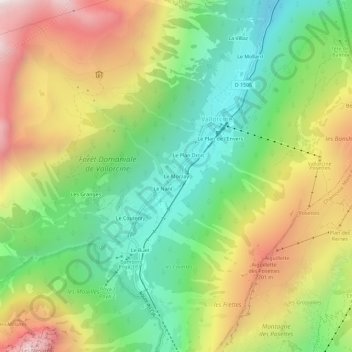 Mapa topográfico Le Morzay, altitude, relevo