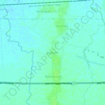 Mapa topográfico Bulusari, altitude, relevo