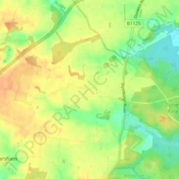 Mapa topográfico Hinton, altitude, relevo