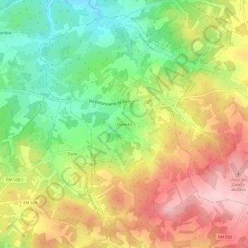 Mapa topográfico Ozendo, altitude, relevo