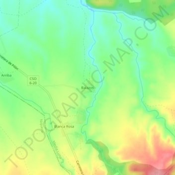 Mapa topográfico Balazos, altitude, relevo