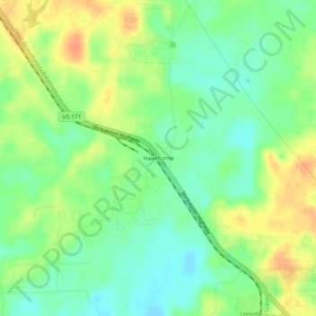 Mapa topográfico Hawthorne, altitude, relevo
