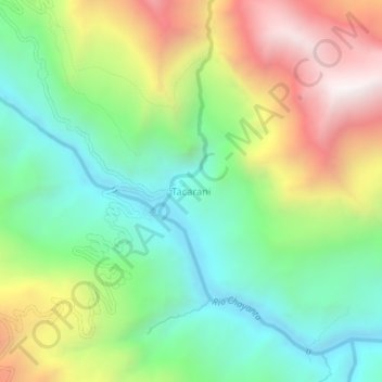 Mapa topográfico Tacarani, altitude, relevo