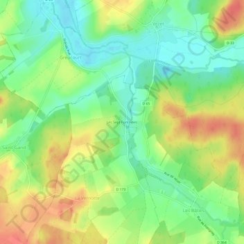 Mapa topográfico Les Sept Fontaines, altitude, relevo
